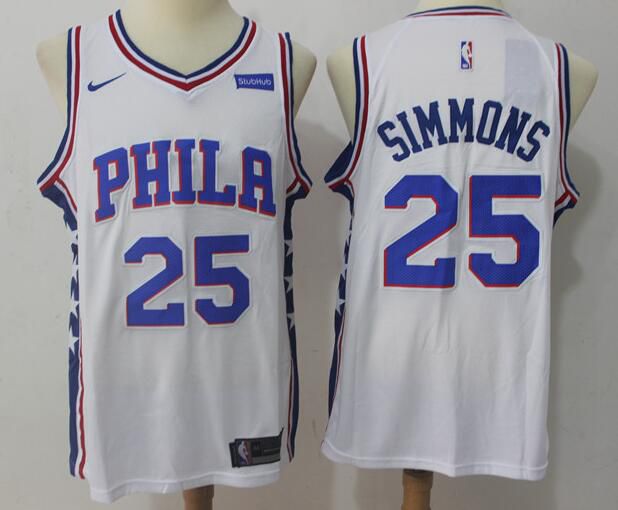 2017 NBA Men Philadelphia 76ers #25 Simmons white Nike Jersey->->NBA Jersey